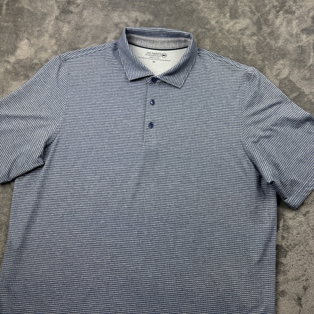 Jim Nantz Vineyard Vines Polo Shirt Mens XL Blue Gray Geometric Performance Golf